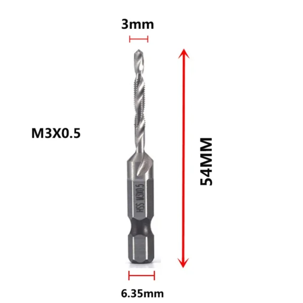 Hex Shank Titanium Plated HSS Screw Thread Metric Tap Drill Bits Screw Machine Compound Tap M3 M4 M5 M6 M8 M10 Hand Tools - Image 26