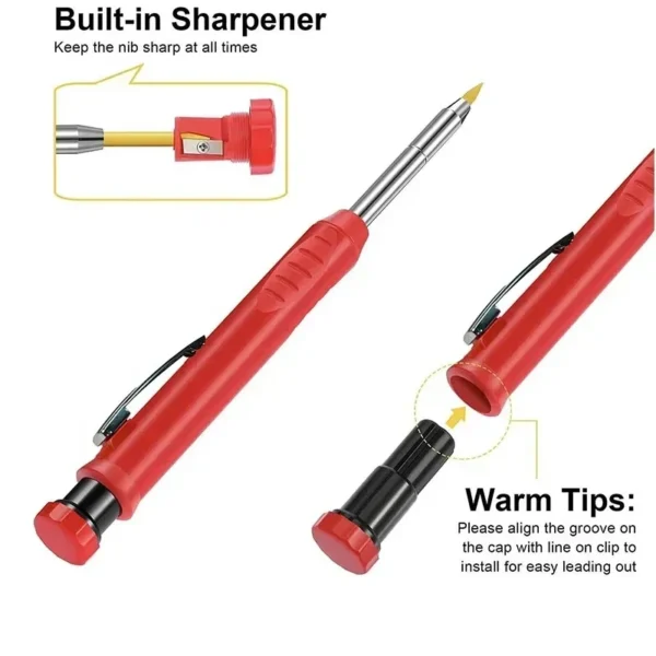 2.8mm Solid Carpenter Mechanical Pencil with Sharpener - Image 4