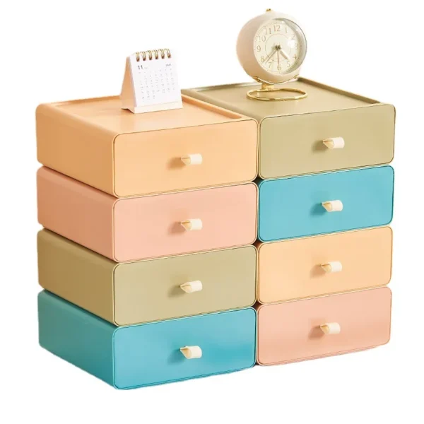 Desktop Drawer Storage Box Stackable Desk Storage Box with Handle - Image 5