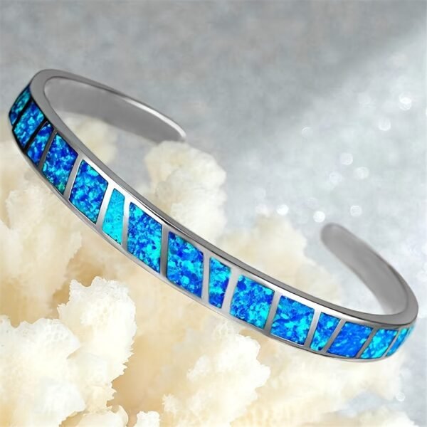 One Unique Vintage-Inspired Classic Blue Cuff Bangle - Timeless Elegant Design, Trendy Accessory, New Arrival 2023, Perfect for Any Occasion - Image 3