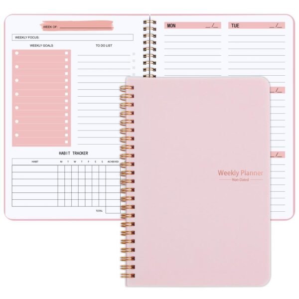 1pc Trees Spiral Undated A5 Daily Weekly Notebook Planner Agenda, Stationery Office School Supplies, Record Daily Plans To Achieve Future Goals, 8.3*5.5 Inches, 52 Sheets - Image 5