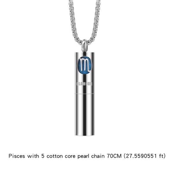 Trendy Titanium Steel Zodiac Perfume Essential Oil Aromatherapy Pendant Necklace for Men - Image 20