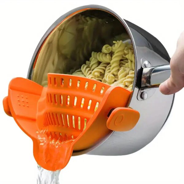 1pc Universal Silicone Strainer - Snap-On, Adjustable Fit for Various Cookware - Hassle-Free Draining for Pasta, Veggies & More - Image 9