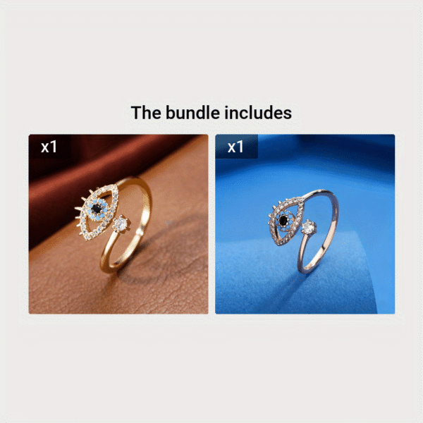 Copper Zircon Enamel Dripping Oil Ring Female Evil Eye Retro Tail Ring Open Ring Women's Elegant Jewelry Women's Accessories - Image 11