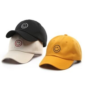 1pc Mens Classic Smile Face Baseball Cap - Soft Cotton, Lightweight, Adjustable, Sunscreen, Embroidered Lettering, Ideal Gift for Daily Casual Wear