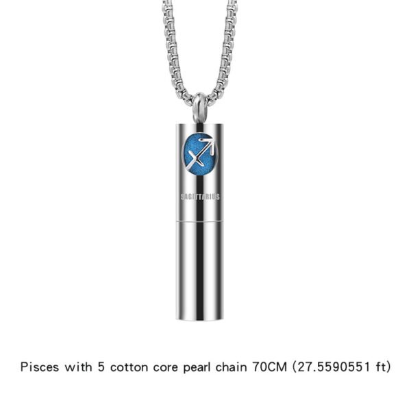 Trendy Titanium Steel Zodiac Perfume Essential Oil Aromatherapy Pendant Necklace for Men - Image 21