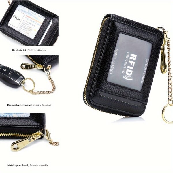 Premium RFID Blocking Card Holder Wallet - Secure Zip Around Design with Multiple Compartments for Easy Organization - Stylish Casual Style for Everyday Use - Image 10
