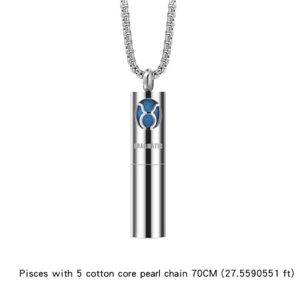 Trendy Titanium Steel Zodiac Perfume Essential Oil Aromatherapy Pendant Necklace for Men - Image 9
