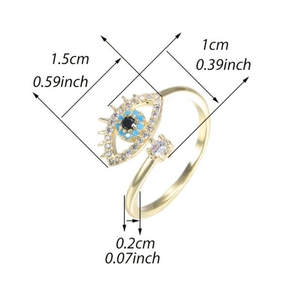 Copper Zircon Enamel Dripping Oil Ring Female Evil Eye Retro Tail Ring Open Ring Women's Elegant Jewelry Women's Accessories - Image 6