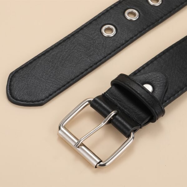 Black Studded Belt Punk Rock Rivet Belt Grommet Threads Belt With Bright Metal Pyramid For Women Men - Image 4