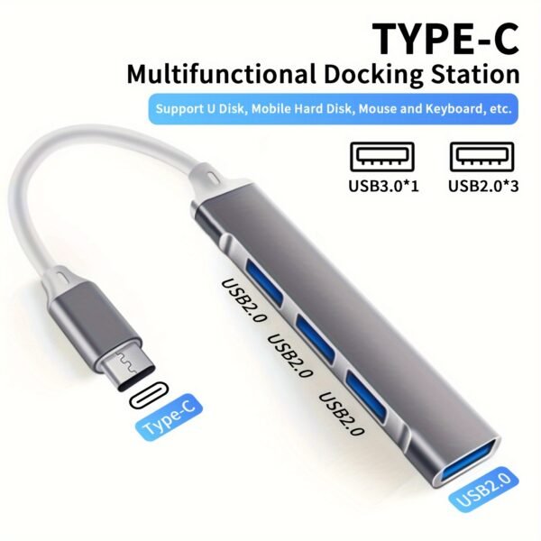 Boost Your Productivity with this 4-in-1 USB C Hub - Compatible with MacBook, Mac Pro, Mac Mini, IMac, Surface Pro, XPS, PC, Flash Drive, Mobile Hard Drive - Image 4