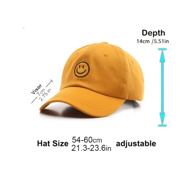 1pc Mens Classic Smile Face Baseball Cap - Soft Cotton, Lightweight, Adjustable, Sunscreen, Embroidered Lettering, Ideal Gift for Daily Casual Wear - Image 2