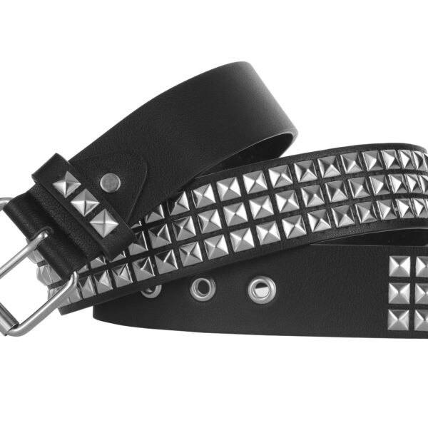 Black Studded Belt Punk Rock Rivet Belt Grommet Threads Belt With Bright Metal Pyramid For Women Men - Image 12